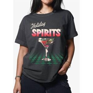 NEW GIRL DANGEROUS holiday spirits tee in vintage black